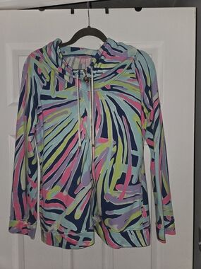 Lilly Pulitzer Multicolor Striped Hooded Zip-Up with Pastel Accents